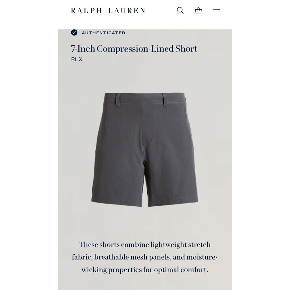 RLX Ralph Lauren 7-Inch Compression-Lined Gray Shorts Men's Size XL $98 NWT